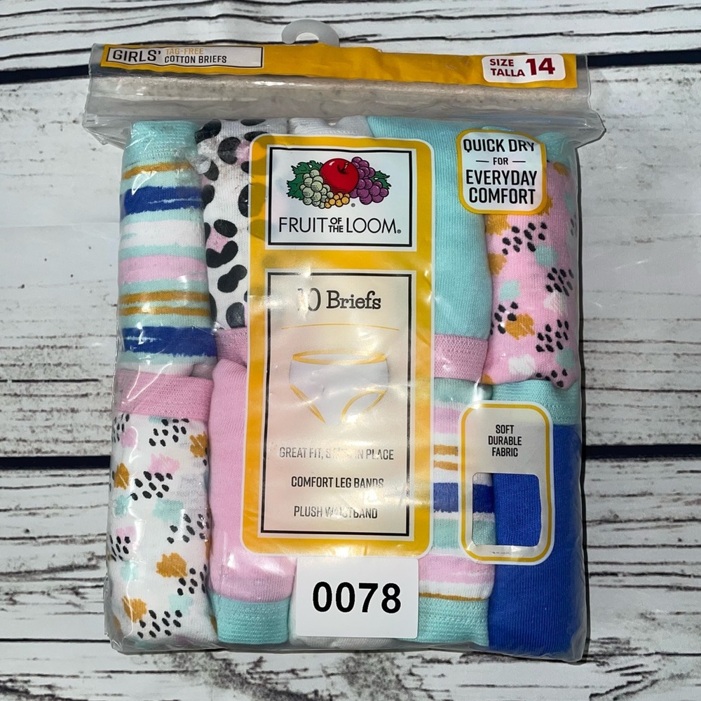 Fruit of the Loom Girls 14 Cotton Briefs 10pk